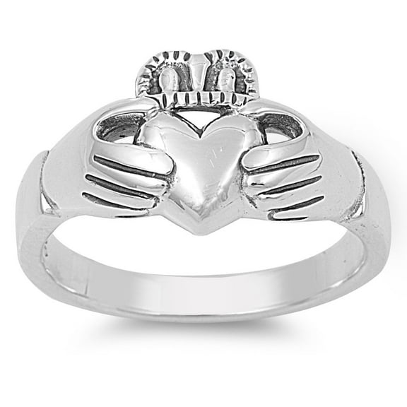 925 Sterling Silver Claddagh Bless Ring Size 6