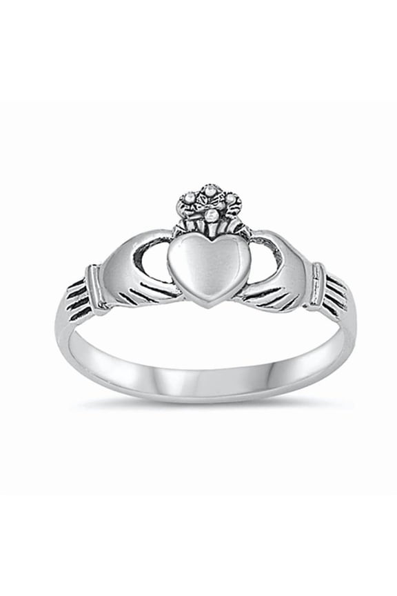 925 Sterling Silver Claddagh Heart Women Finger Stackable Band Ring, Women Promise Love Ring
