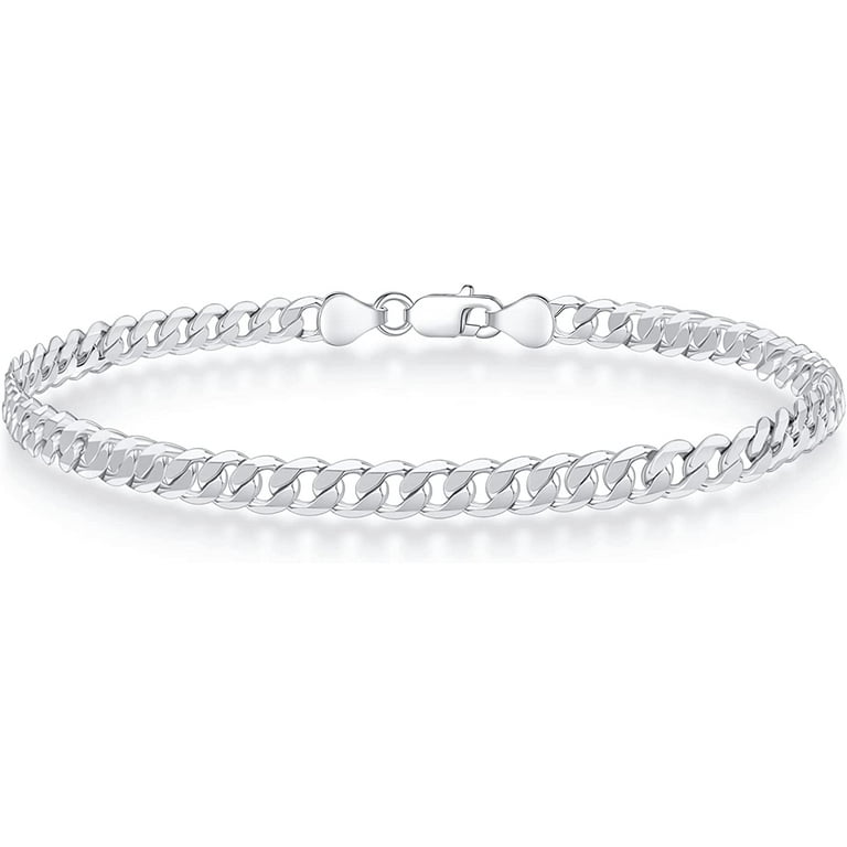 925 Sterling Silver Clasp 5mm Cuban Link Chain Bracelets for Men