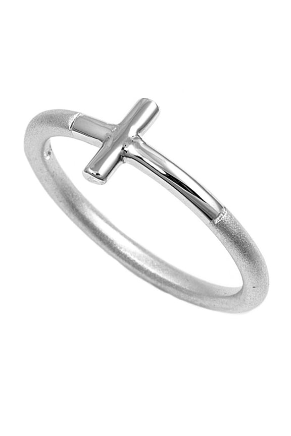 925 Sterling Silver Classic Cross Ring Size 4
