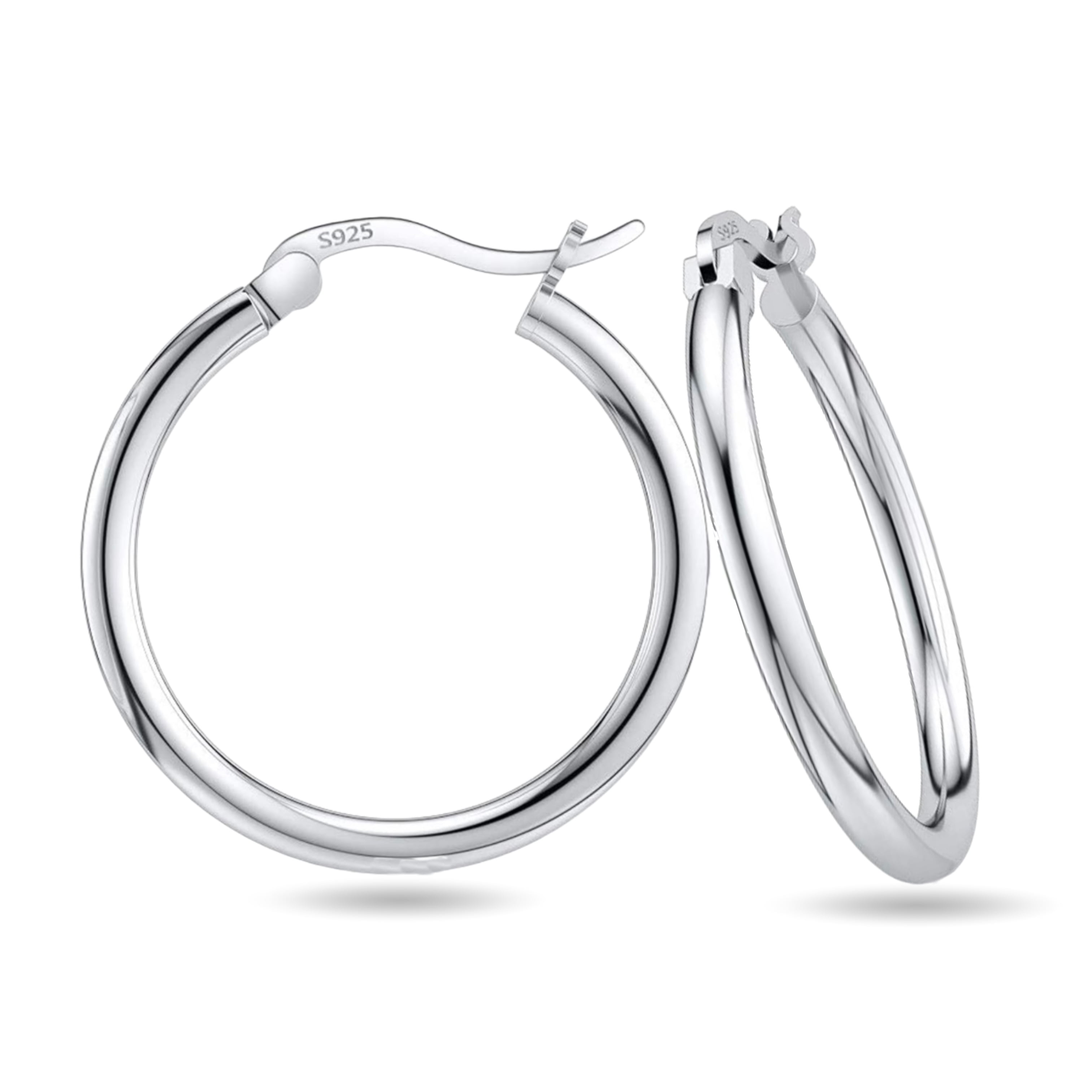 Donatello Gian 925 Sterling Silver Classic French Lock Hoop Earrings -  Silver 25mm - 17 requests | Flip App