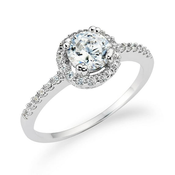 925 Sterling Silver Classic Halo CZ Wedding Engagement Ring