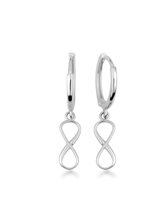 .925 Sterling Silver Classic Infinity Huggie Hoop Earrings