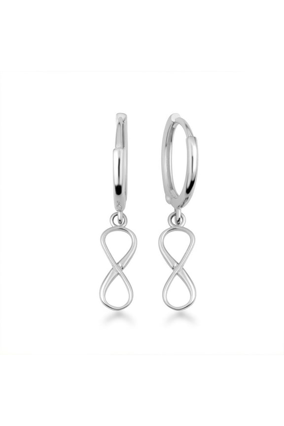 .925 Sterling Silver Classic Infinity Huggie Hoop Earrings
