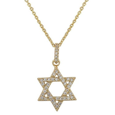 925 Sterling Silver Classic Jewish Star of David CZ Pendant Necklace
