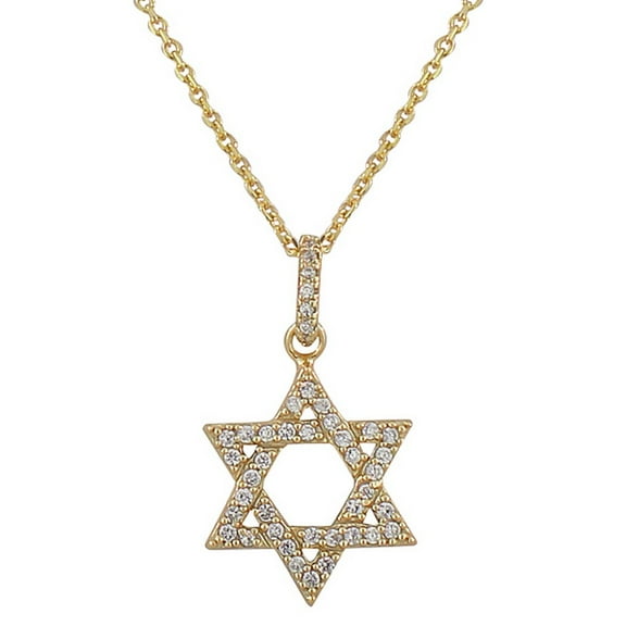925 Sterling Silver Classic Jewish Star of David CZ Pendant Necklace