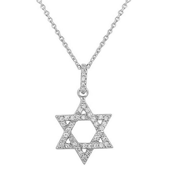 925 Sterling Silver Classic Jewish Star of David CZ Pendant Necklace