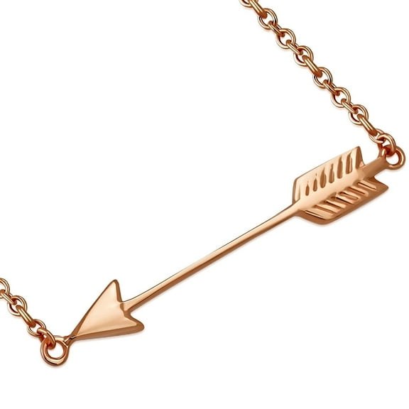 Sterling Silver Classic Love Arrow Horizontal Women's Pendant Necklace