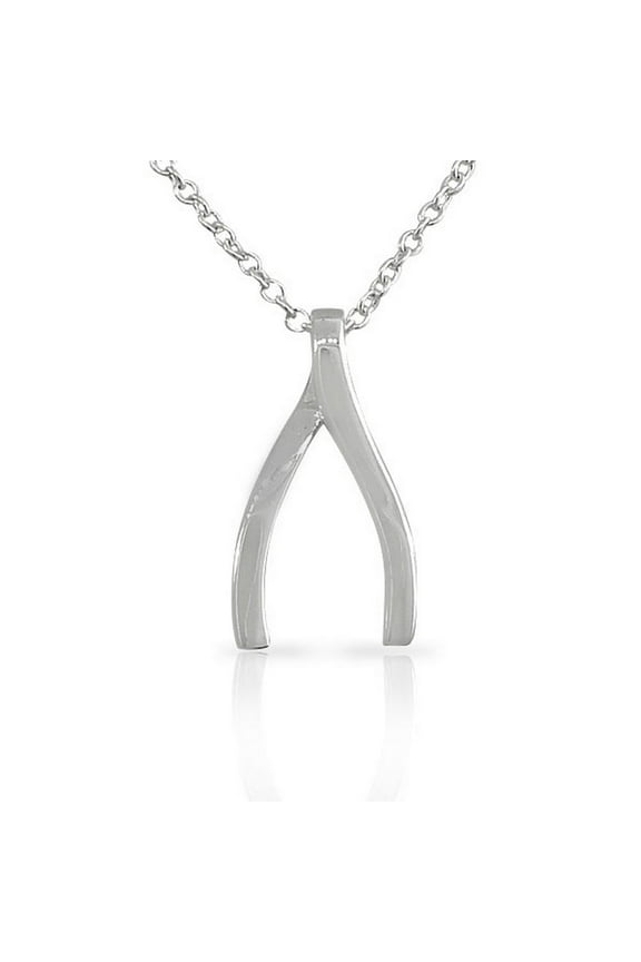 925 Sterling Silver Classic Polished Wishbone Womens Pendant Necklace