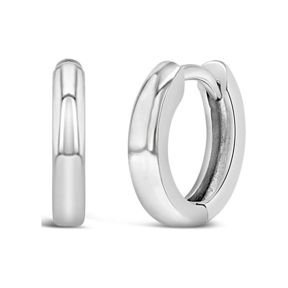 925 Sterling Silver Classic Small Plain Huggie Hoop Earrings For Girls 10mm