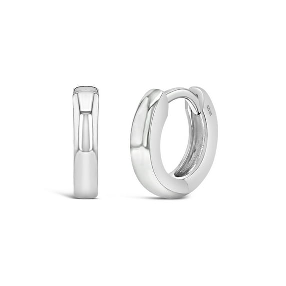 925 Sterling Silver Classic Small Plain Huggie Hoop Earrings For Girls 8mm