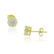 MY DAILY STYLES 925 Sterling Silver Clear CZ Flower Floral Small Stud Earrings, 0.25"