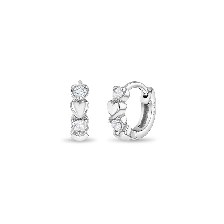 In Season Jewelry, 925 Sterling Silver Heart Huggie Hoop  display picture 1
