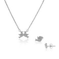 thumbnail image 1 of 925 Sterling Silver Clear CZ Small Love Birds Lovebirds Pendant Stud Earrings Jewelry Set, 18", 1 of 4