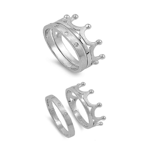 925 Sterling Silver Clear Cubic Zirconia Crown Ring Size 10