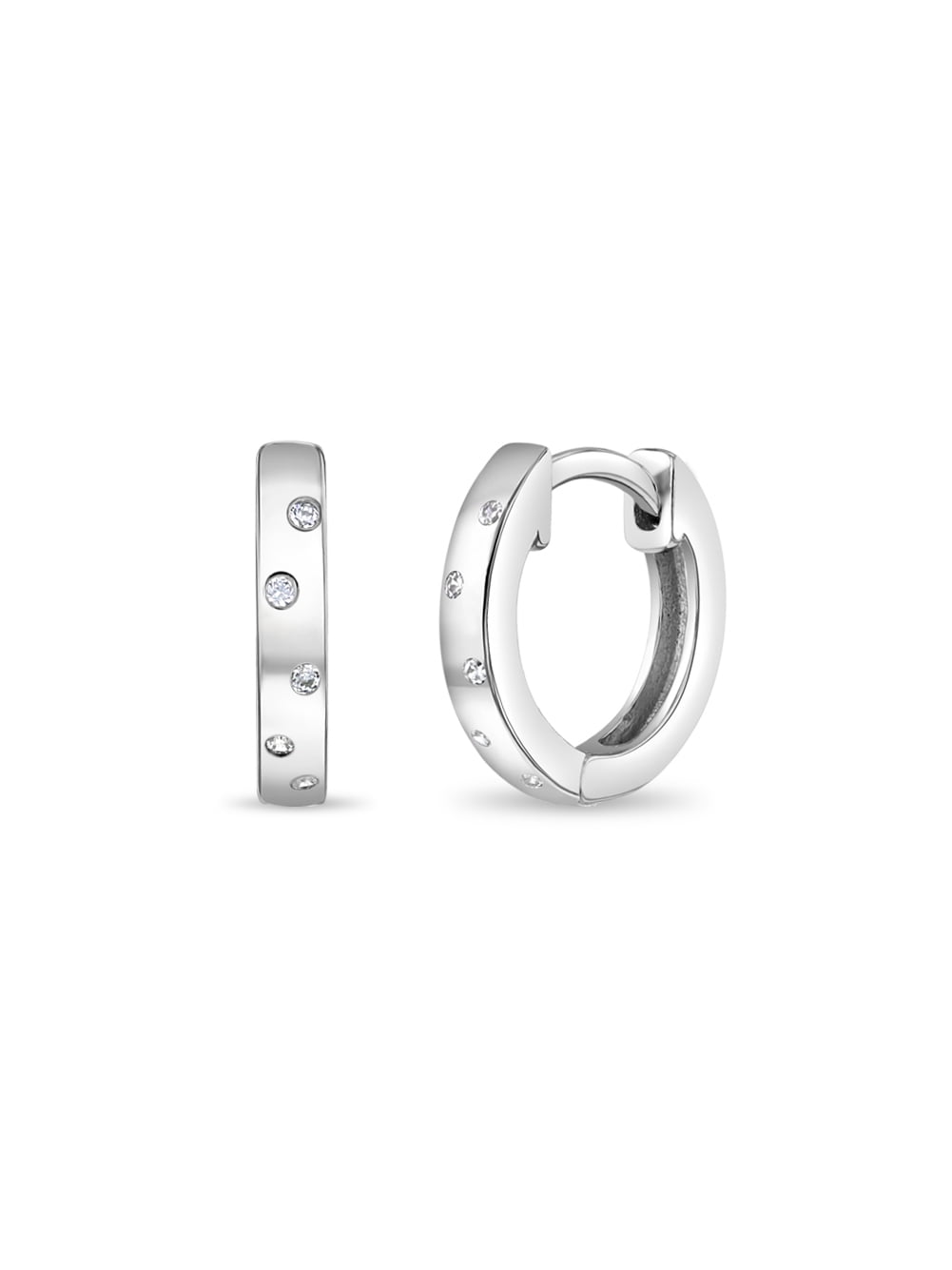 925 Sterling Silver Clear Cubic Zirconia Small Hoop Earrings For Girls