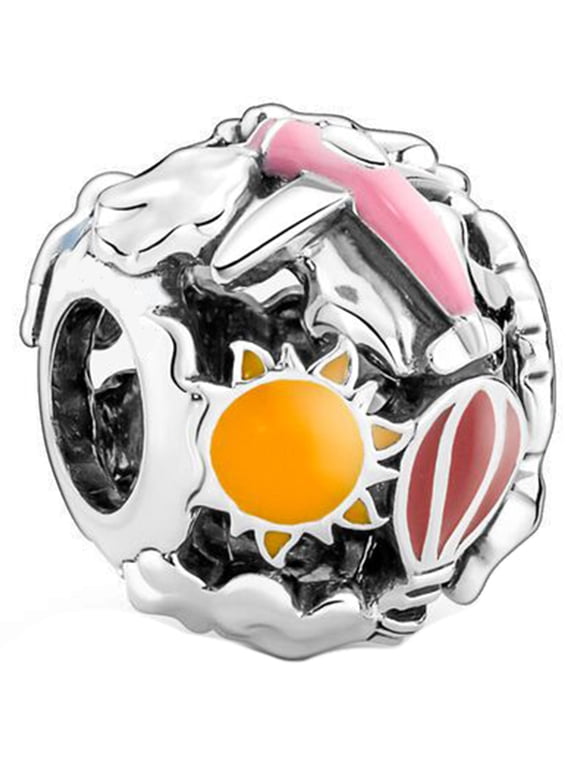 925 Sterling Silver Cloud Sun Rainbow Hot Air Balloon Airplane Sky Travel Charm Bead for Bracelet Charms Bangle Pendant Jewelry