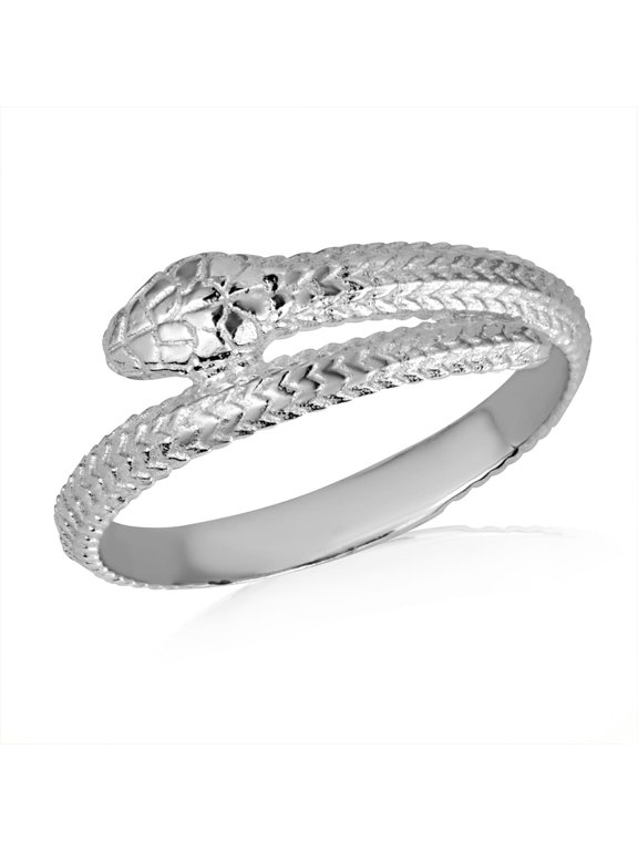 925 Sterling Silver Coiled Serpent Snake Textured Ring (Size 4.5)