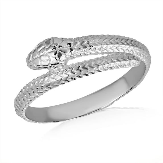 925 Sterling Silver Coiled Serpent Snake Textured Ring (Size 9.75 ...