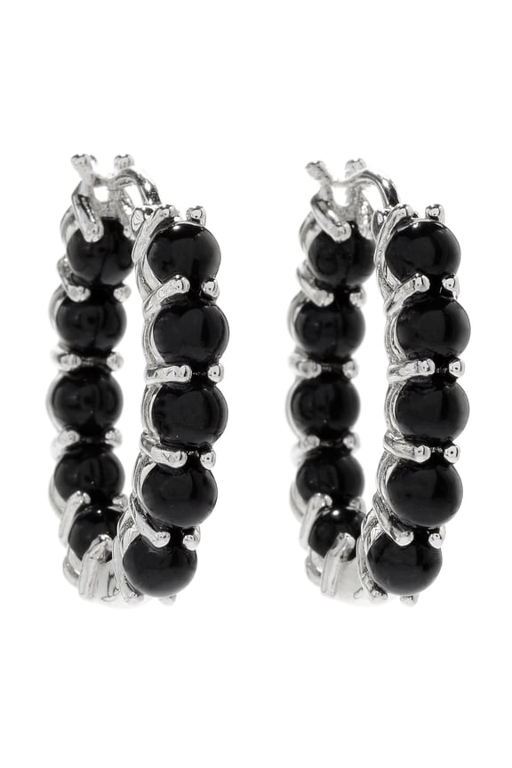 925 Sterling Silver Colorado Black Moon Hoop Earring