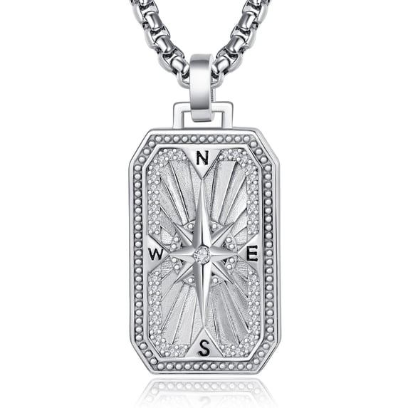 925 Sterling Silver Compass Necklace for Women Men Graduation Gift for Her Birthstone Jewelry