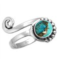 thumbnail image 1 of 925 Sterling Silver Copper Blue Turquoise Gemstone Handmade Adjustable Toe Ring, 1 of 4