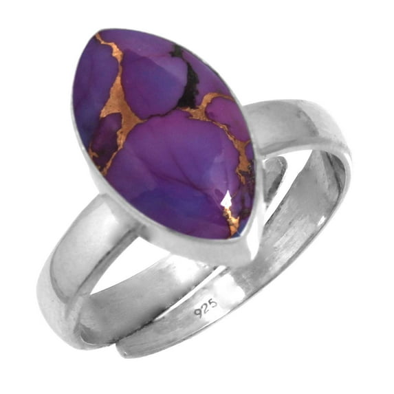 925 Sterling Silver Copper Purple Turquoise Gemstone Handmade Adjustable Toe Ring