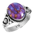 thumbnail image 1 of 925 Sterling Silver Copper Purple Turquoise Handmade Ring, 1 of 6