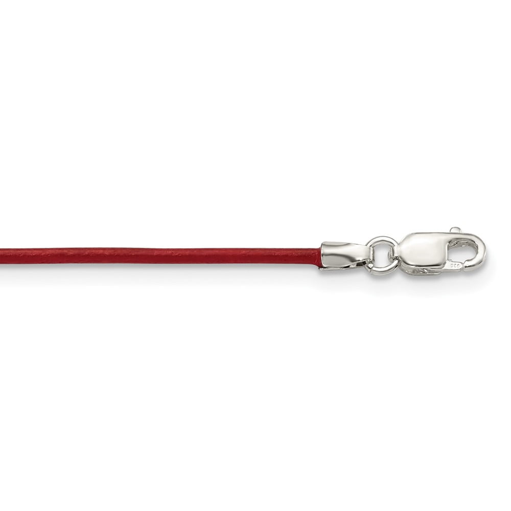 925 Sterling Silver Cord & Leather Chain Necklace 16 inch 1.5 mm Poppy