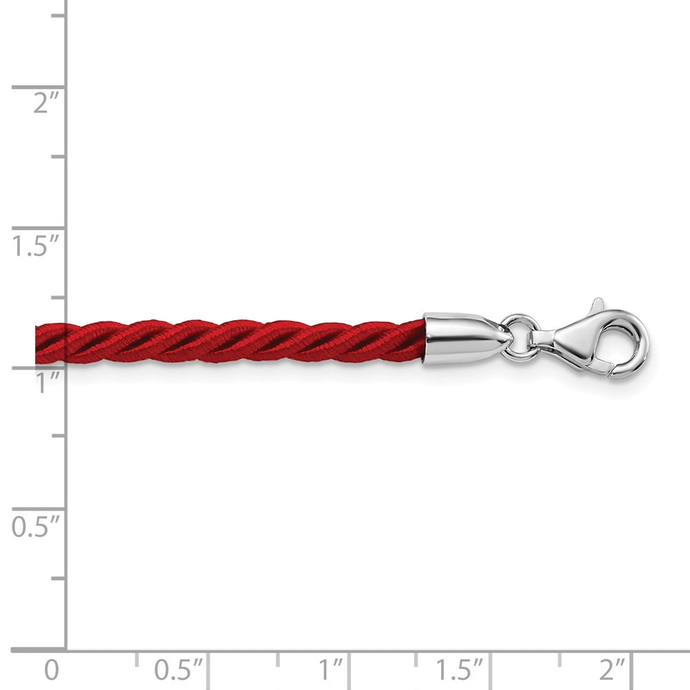 925 Sterling Silver Cord & Leather Necklace Chain 18inch Red Satin 18 inch 4 mm