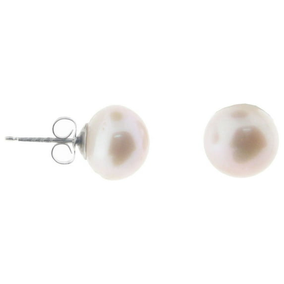 .925 Sterling Silver Cream Overtone Freshwater Cultured Pearl Studs Earrings (10-11mm)