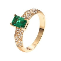 925 Sterling Silver Created Emerald Rings for Women 18K Gold Plated 1 Carat Emerald Engagement Rings for Women Emerald Cut Rose Gold Promise Ring for Her Wedding Band