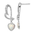 thumbnail image 1 of 925 Sterling Silver Created Opal and CZ Heart Earrings, 1 of 5