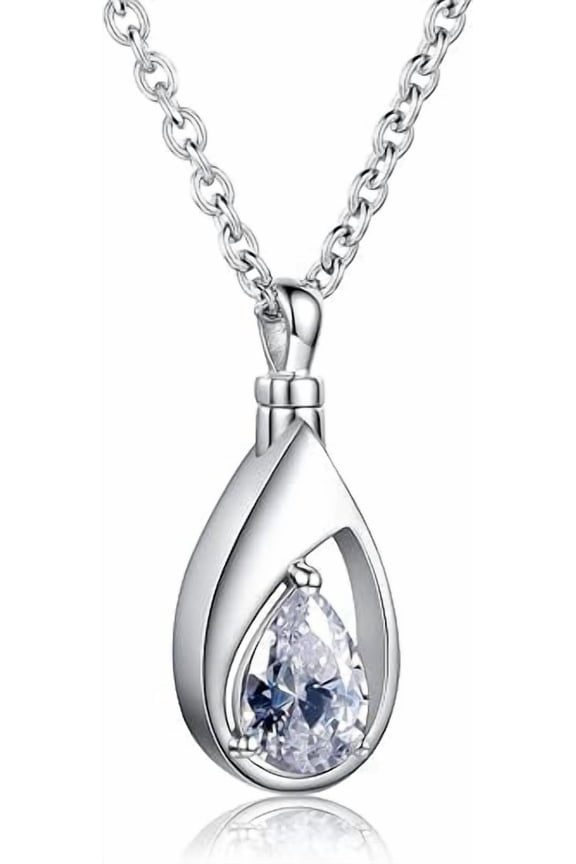 925 Sterling Silver Cremation Jewelry Memorial CZ Teardrop Ashes Keepsake Urns Pendant Necklace for urn Necklaces Ashes Jewelry Gifts