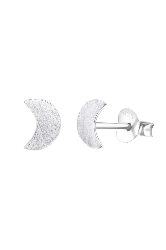 925 Sterling Silver Crescent Moon Stud Earring