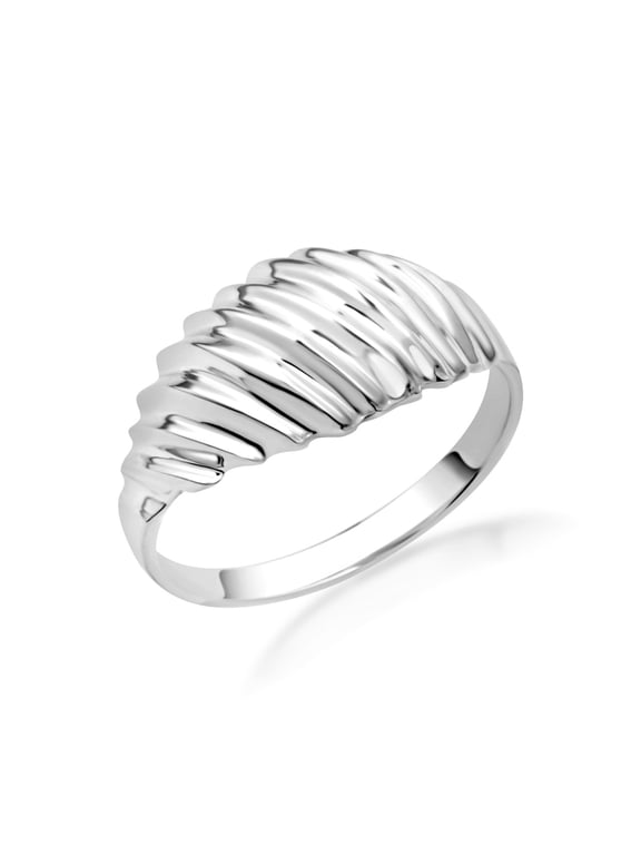 .925 Sterling Silver Croissant Dome Ring (Size 10)