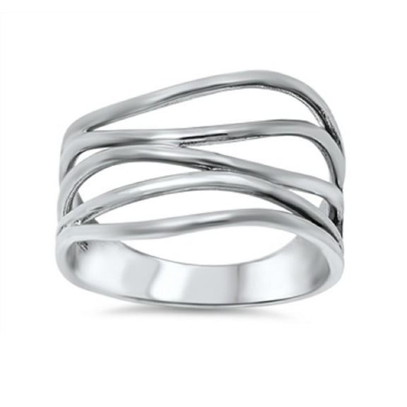 925 Sterling Silver Crooked Lines Filigree Ring Size 10