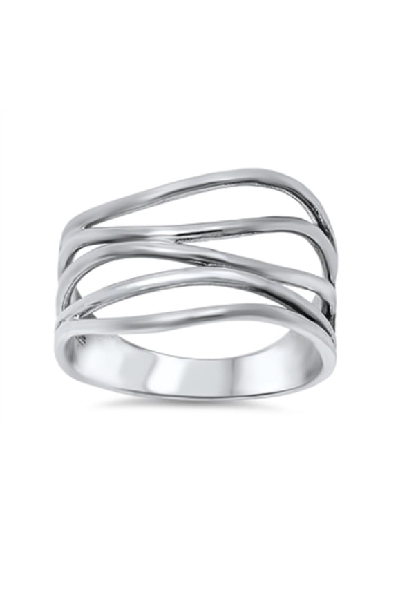 925 Sterling Silver Crooked Lines Filigree Ring Size 10