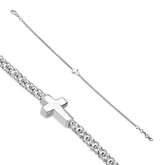 925 Sterling Silver Cross Charm Bracelet