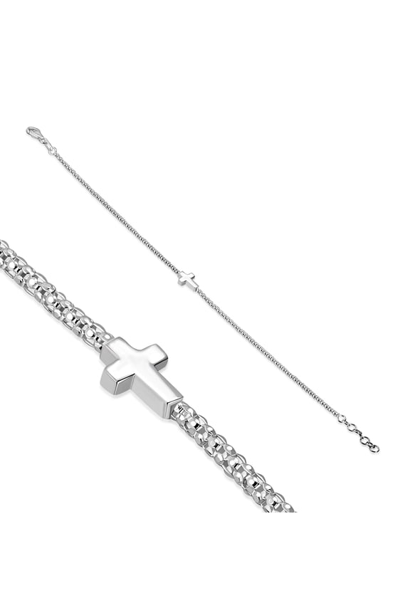 925 Sterling Silver Cross Charm Bracelet