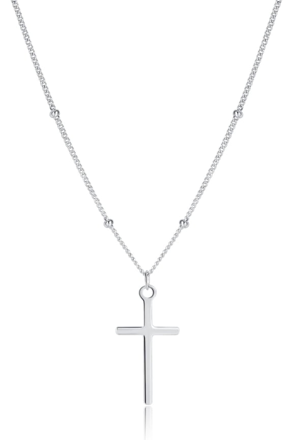 925 Sterling Silver Cross Choker Necklace for Women Teens Simple Cross Pendant Necklace Chain Minimalist