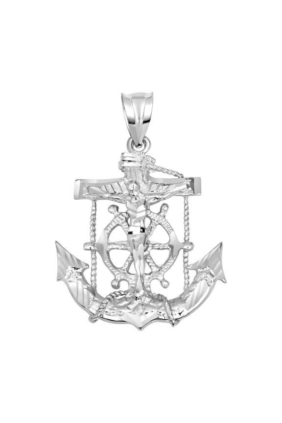 .925 Sterling Silver Cross Crucifix Anchor Necklace (Pendant Only)