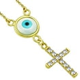 thumbnail image 1 of 925 Sterling Silver Cross Evil Eye White CZ Pendant Necklace, 1 of 3