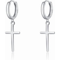 925 Sterling Silver Cross Hoop Earrings for Women Teens Cross Huggie Hoop Earrings Dangle