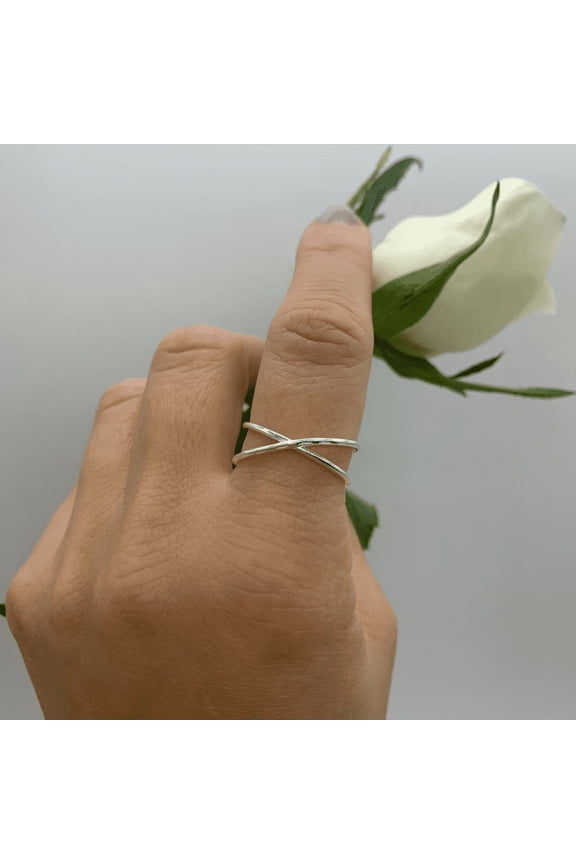 925 Sterling Silver Cross Minimalist Thumb Ring - Signet Ring for Woman - Valentines Day Gift for Her, Rings For Woman