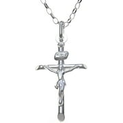 925 Sterling Silver Cross Necklace For Women - Silver Crucifix Necklace Pendant With 18 Sterling Silver Chain & Jewellery Gift Box - 31mm X 18mm