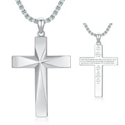 925 Sterling Silver Cross Necklace for Men, Crucifix Cross Pendant Necklace, Jewelry Gifts for Women Men