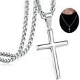 925 Sterling Silver Cross Necklace for Men Women | Strong Durable Wheat Chain Jewelry