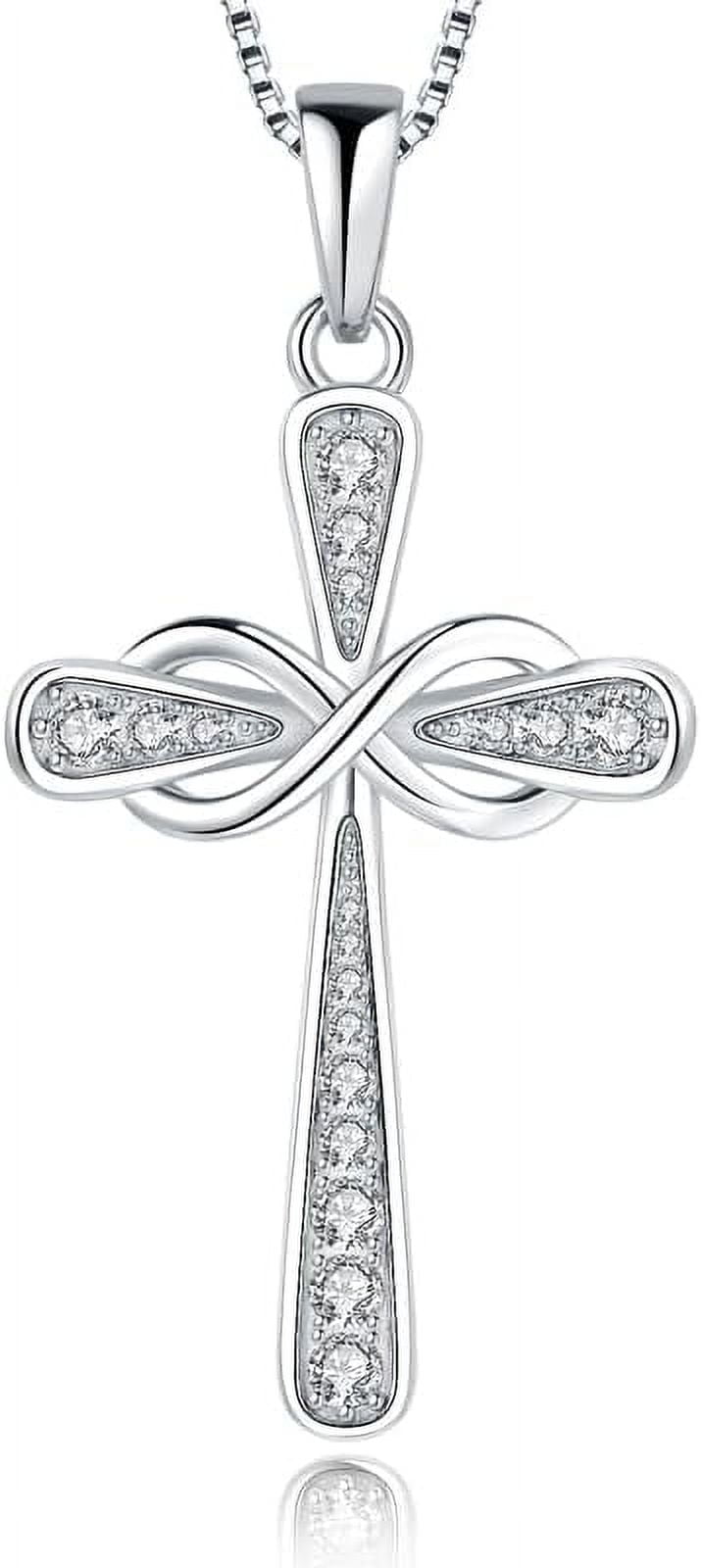 925 Sterling Silver Cross Necklace for Women Big Faith Infinity