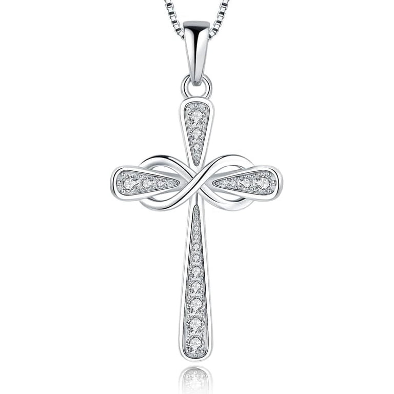 925 Sterling Silver Cross Necklace for Women Big Faith Infinity